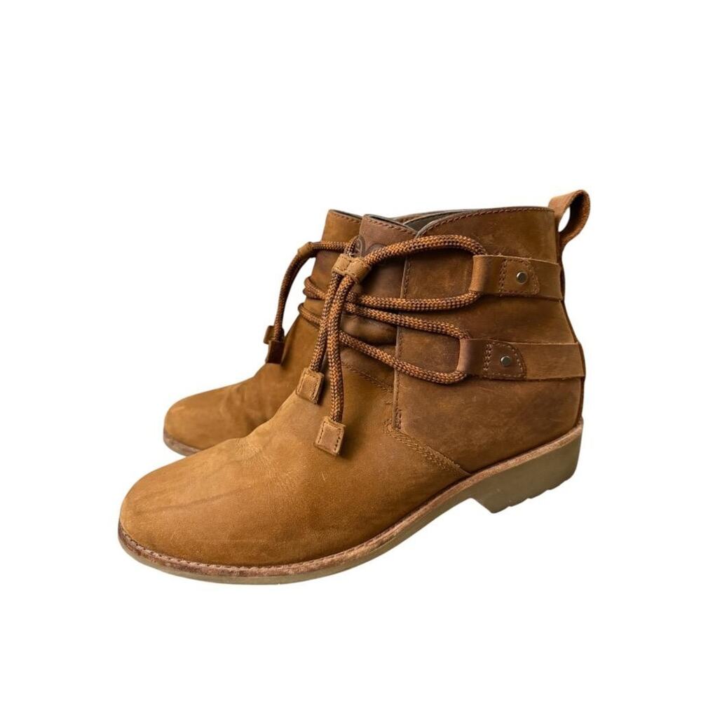 Teva De La Vina Dos Shorty Brown Leather Waterproof Ankle Boot Women size 8 - Picture 2 of 6